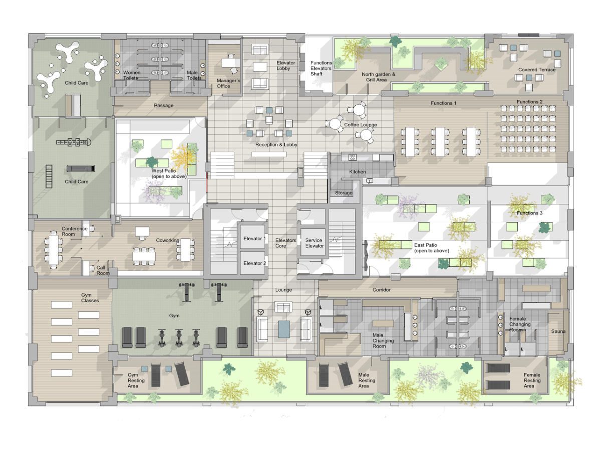 Plan of the amenities floor in Kefita, Addis Ababa